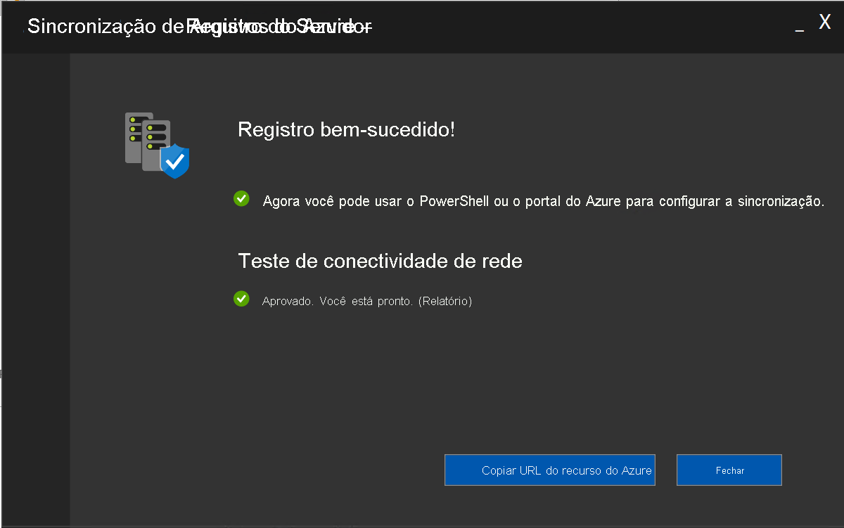 Captura de tela da página de registro bem-sucedido.