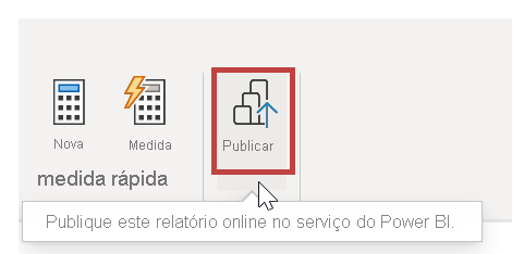 Uma captura de tela do botão Publicar usado para publicar o relatório online.