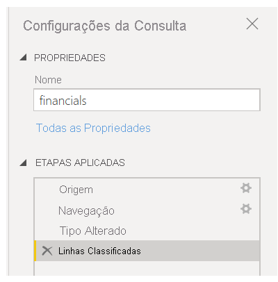 Captura de tela da caixa de diálogo Configurações de Consulta.