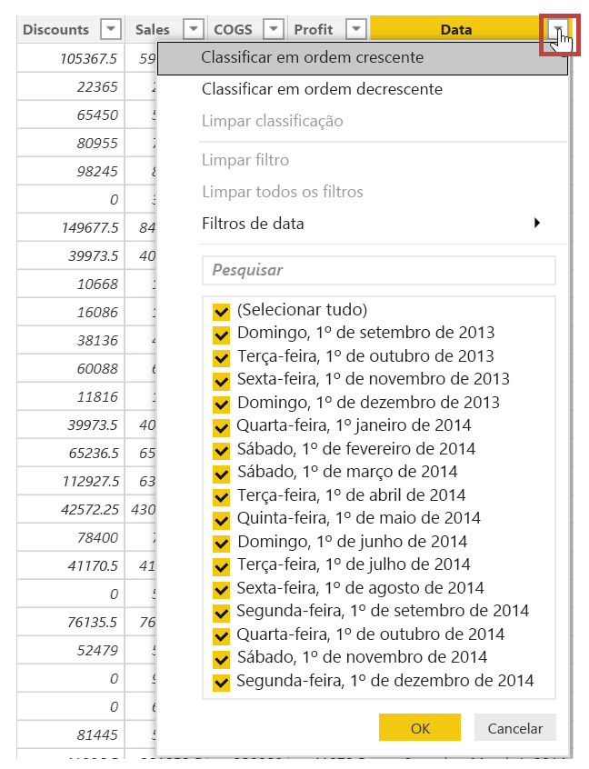 Captura de tela da opção 