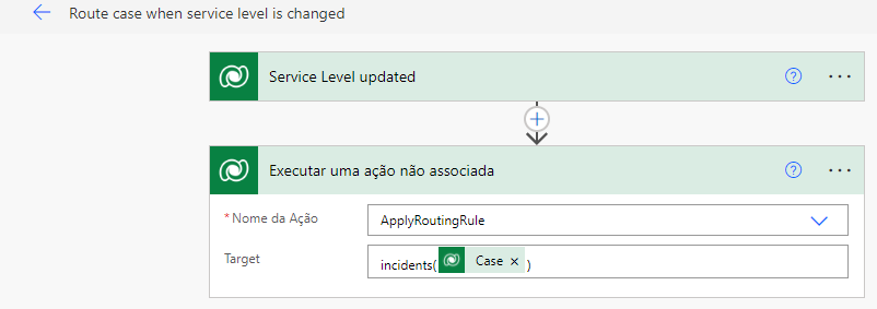 Captura de tela de um fluxo do Power Automate para rotear um caso.