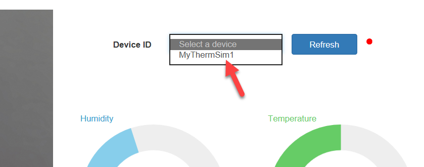 Captura de tela do menu suspenso para a ID do Dispositivo.