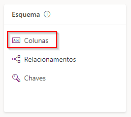 Captura de tela do painel Esquema com Colunas realçadas.