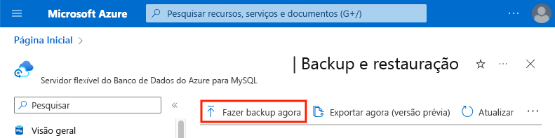 Captura de tela das configurações de backup e restauração realçando o botão Fazer backup agora.