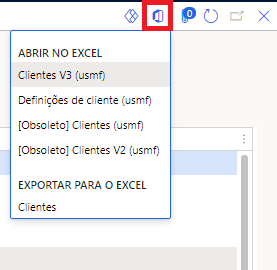 Captura de tela realçando o ícone Integração do Office.