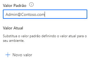 Captura de tela do valor padrão para uma variável de ambiente.