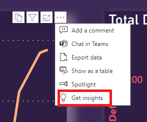 Captura de tela mostrando o botão Obter Insights no menu suspenso.