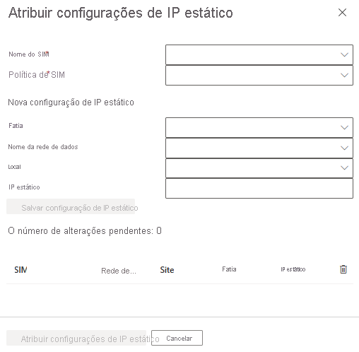 Uma captura de tela que mostra a caixa Atribuir configurações de IP estático.