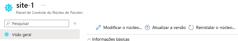 Uma captura de tela que mostra o botão Reinstalar núcleo de pacotes.