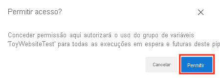 Screenshot of Azure DevOps showing the permission confirmation interface. The Permit button is highlighted.