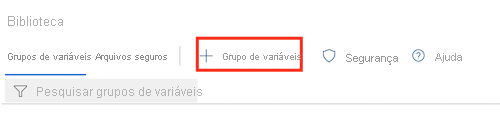 Captura de tela da página da biblioteca do Azure DevOps e o botão para adicionar um grupo de variáveis.