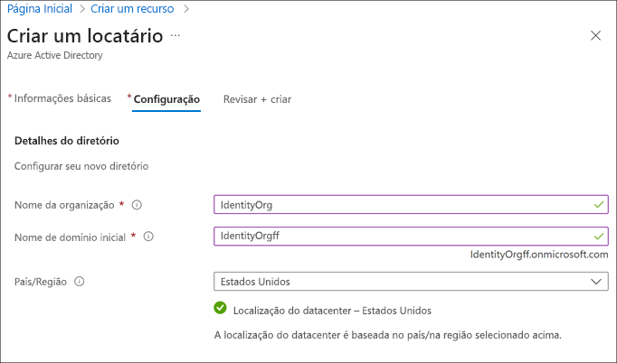 Captura de tela mostrando o processo de criação do AD.