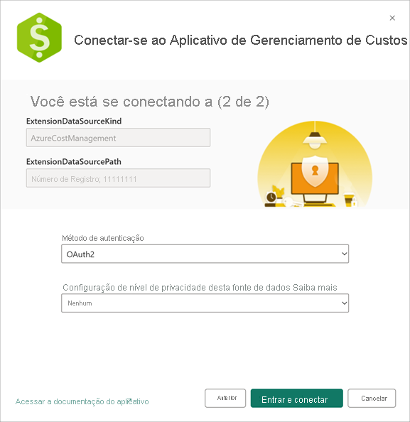 Captura de tela que mostra o local para Entrar e se conectar.