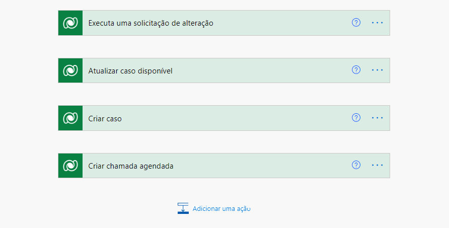 Captura de tela que mostra um conjunto de alterações no fluxo.