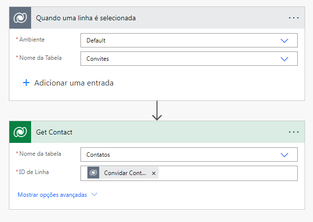 Captura de tela das etapas iniciais para criar o fluxo do Power Automate.