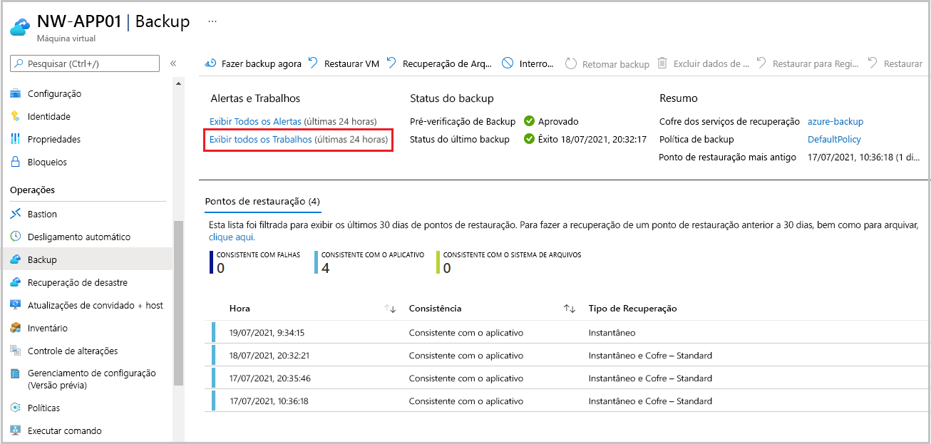 Captura de tela dos detalhes da exibição do trabalho de restauração.