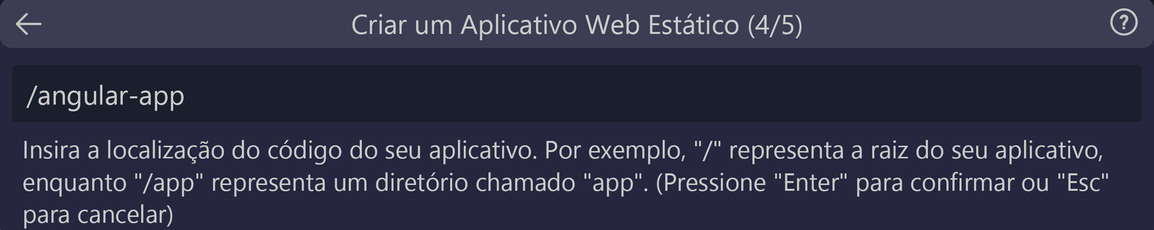 Captura de tela mostrando o local do código inserido como aplicativo do Angular.