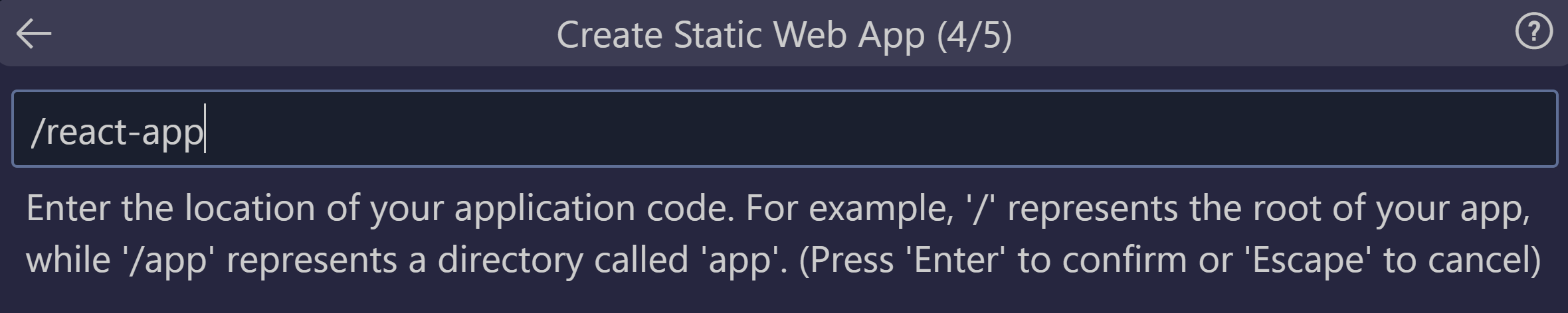 Captura de tela mostrando o local do código inserido como aplicativo do React.