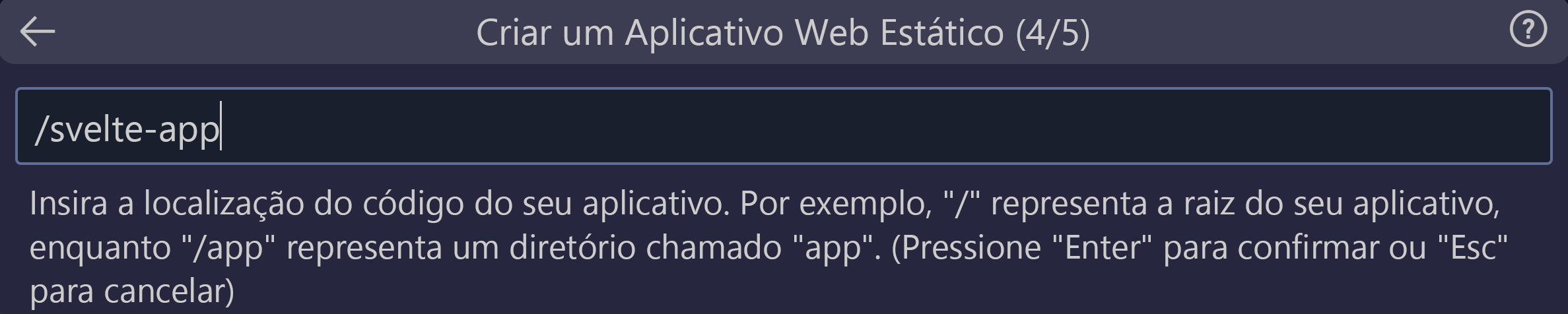 Captura de tela mostrando o local do código inserido como aplicativo do Svelte.