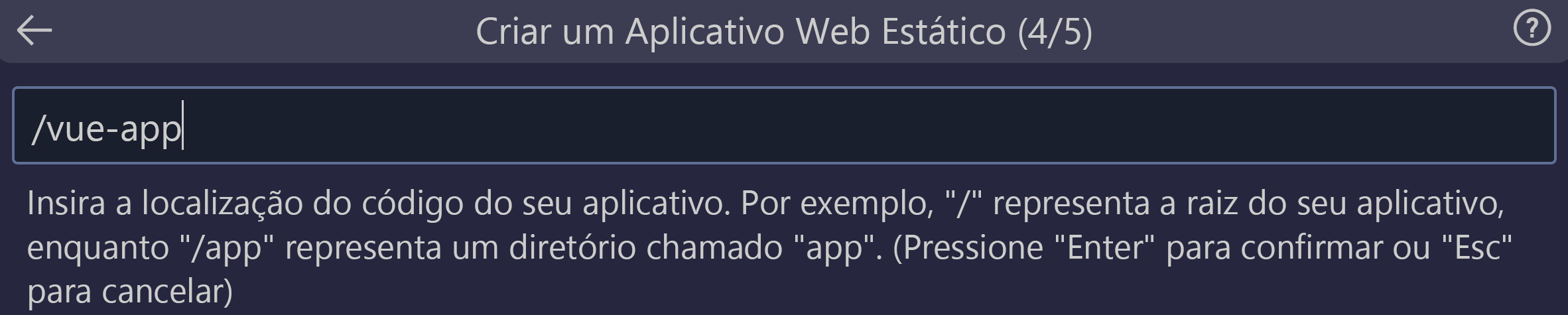 Captura de tela mostrando o local do código inserido como aplicativo do Vue.