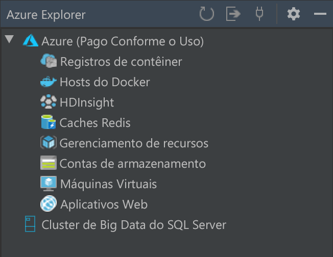 Captura de tela do Azure Explorer no IntelliJ IDEA.