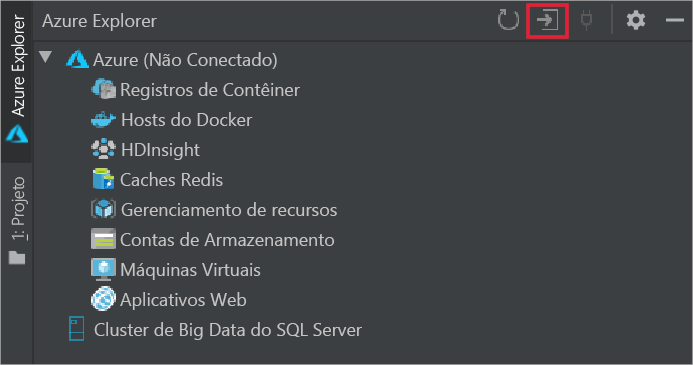 Captura de tela do botão Entrar no Azure.