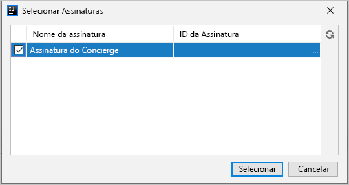 Captura de tela da caixa de diálogo Selecionar Assinatura do Azure.