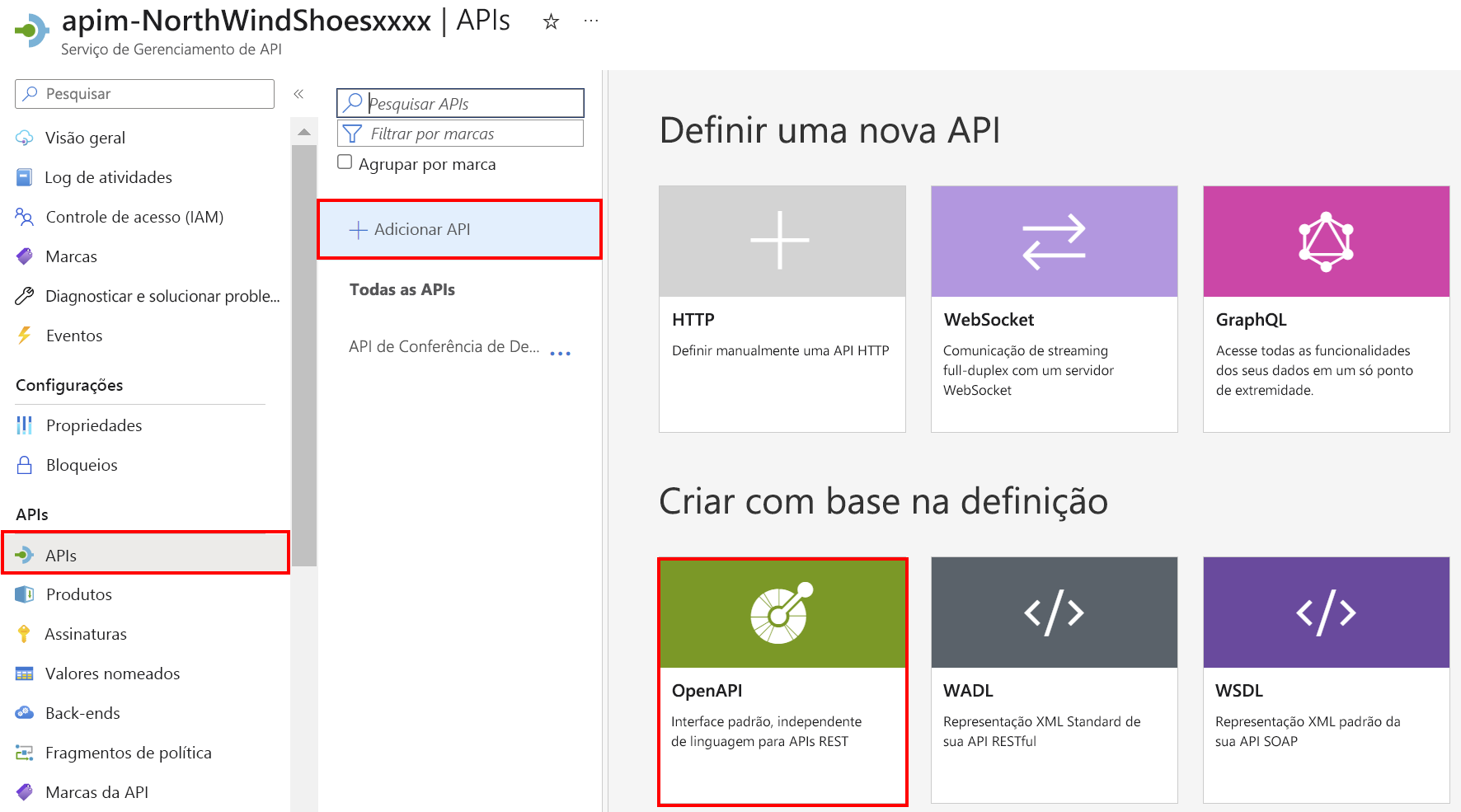 Adicionar uma nova API.