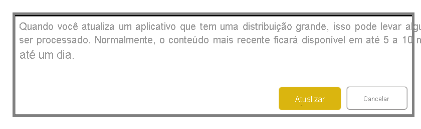 Captura de tela do aviso de sucesso após a atualização do aplicativo.