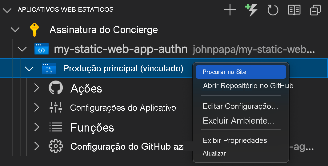 Captura de tela mostrando o botão Procurar site.