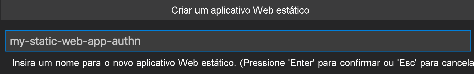 Captura de tela que mostra como criar Aplicativos Web Estáticos.