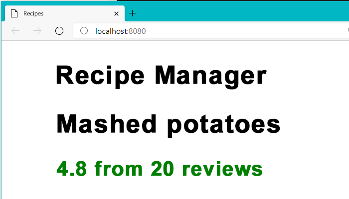 Screenshot of the recipe metadata in the browser window.