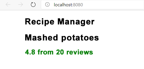 Screenshot of the recipe display.