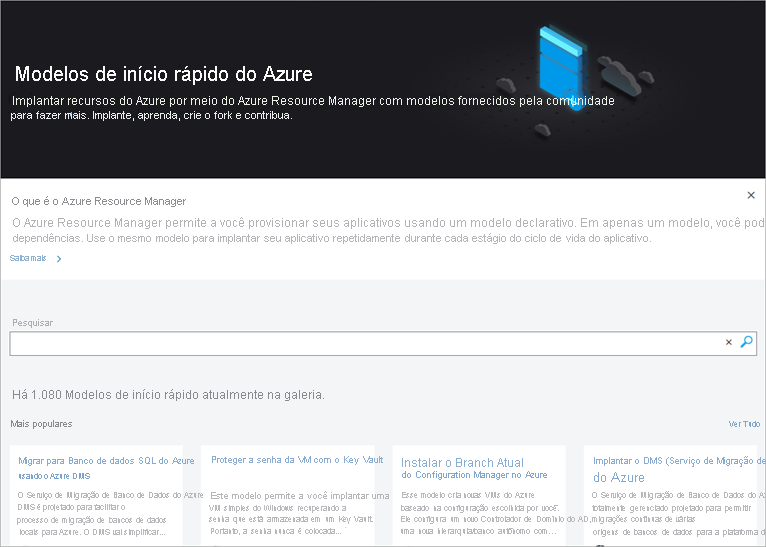 Captura de tela mostrando modelos do Azure.