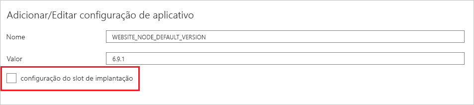 Screenshot of the toggle deployment slot setting in the Azure portal.