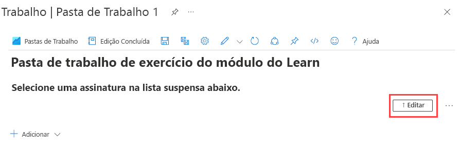 Captura de tela que mostra o botão editar de uma seção de uma Pasta de Trabalho.