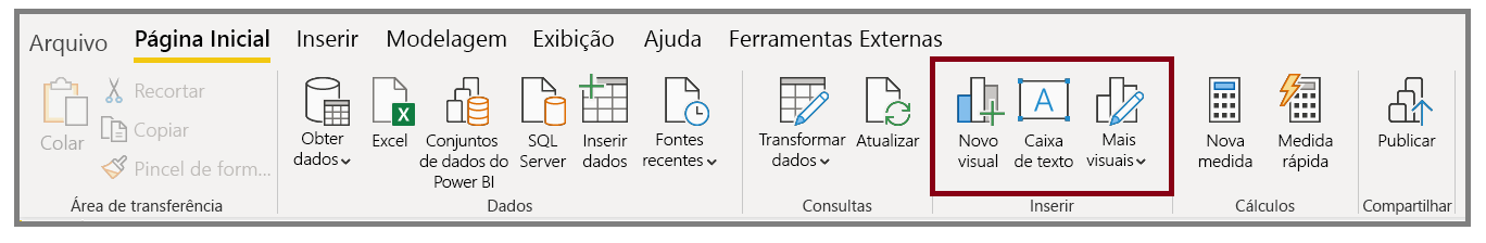 Captura de tela dos botões 