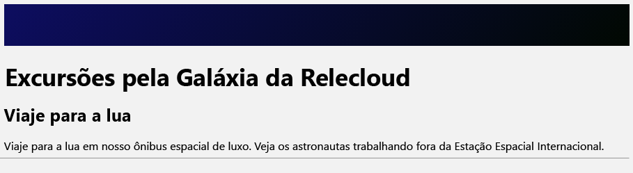 Captura de tela do componente de Host exibindo o nome e a descrição do cruzeiro.