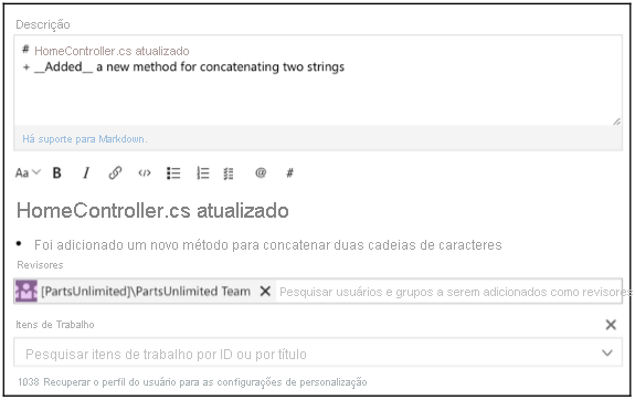 Criar solicitação de pull.