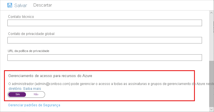 Gerenciamento de acesso para recursos do Azure.