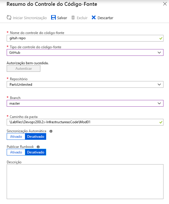 Captura de tela da folha Resumo do Controle do Código-fonte, que contém campos e detalhes a serem preenchidos.