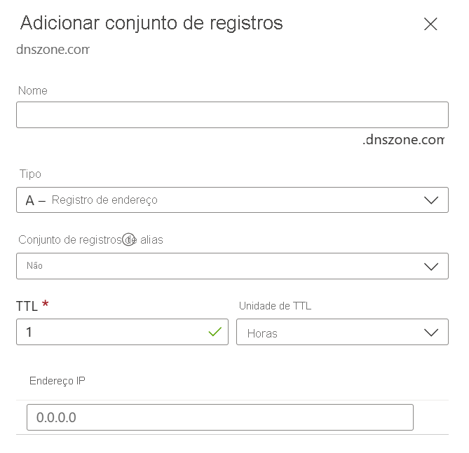 Captura de tela da página Adicionar um registro.