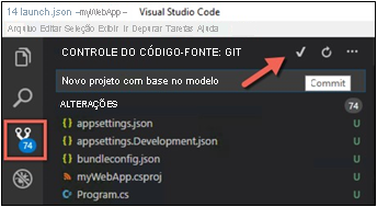 Captura de tela do commit usando o VS Code.