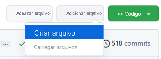 Captura de tela de como criar um arquivo no GitHub.