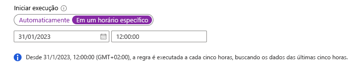 Captura de tela mostrando um exemplo de como configurar os parâmetros de agendamento de consultas.