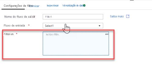 Como usar uma transformação de filtro em um Fluxo de Dados de Mapeamento no Azure Data Factory