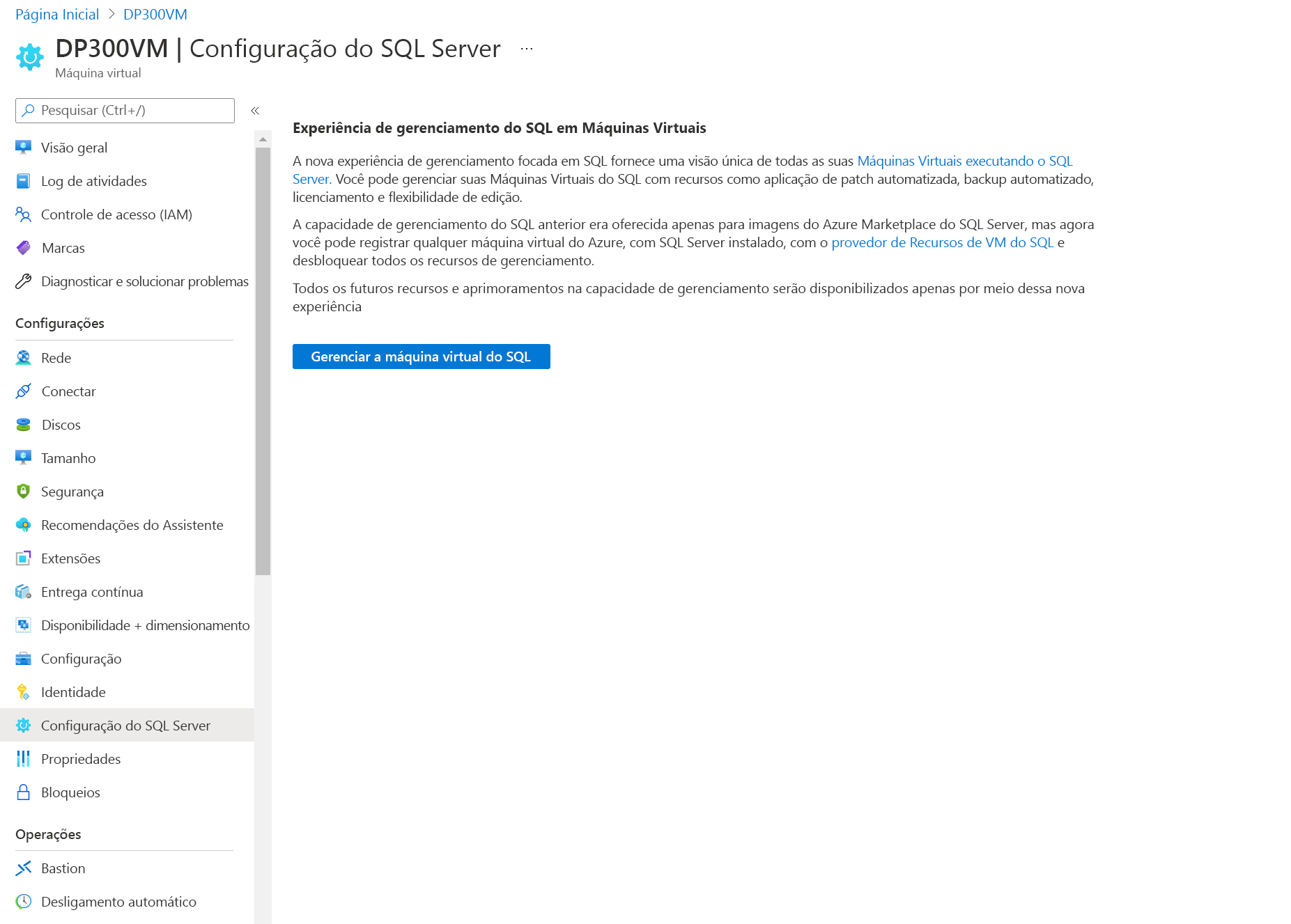 Captura de tela das instruções para se registrar com a extensão SQL IaaS Agent.