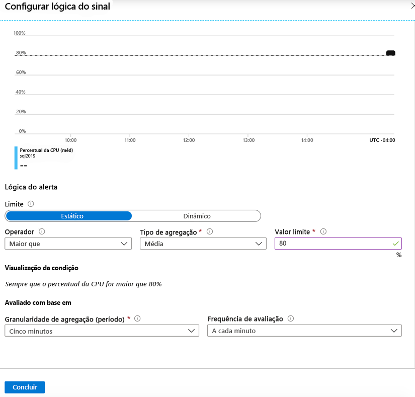 Uma captura de tela dos recursos de lógica de alerta na página Configurar lógica de sinal