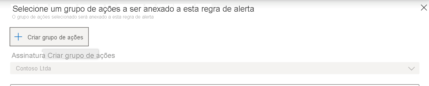 Uma captura de tela de onde a opção Criar grupo de ações fica localizada ao criar um novo alerta