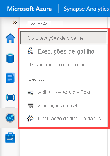 Hub Monitorar no Azure Synapse Studio